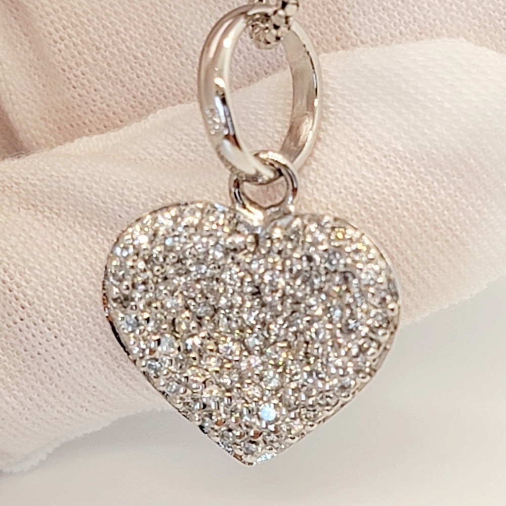 NWOT 925 Sterling Silver Cubic Zirconia Heart Pendant Necklace